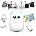 Mini pocket thermal printer with printed photo stickers and paper roll