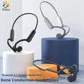 Open-ear bone conduction Bluetooth headphones in black and blue