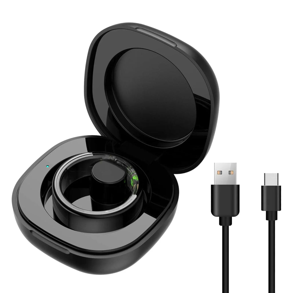 Smart ring charging case with USB-C cable